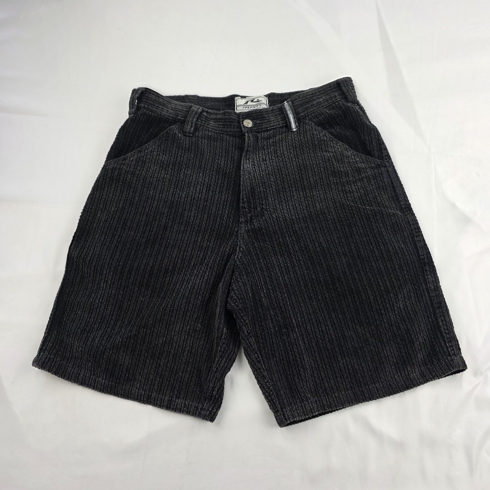 Vintage Rusty Shorts Mens 33 Black Gray Corduroy Bermuda 11 Inseam Surf Skate